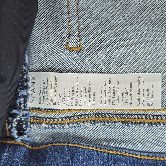 SPANX Distressed Ankle Skinny Pull On High Rise Jeans Raw Hem Size M - Picture 5 of 10